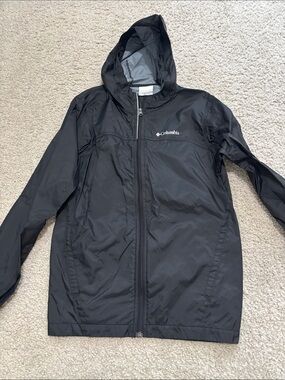 Columbia Black Hooded Packable Shell Jacket